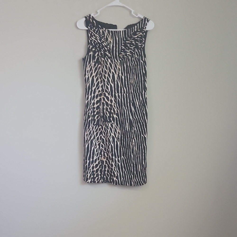 Vince Camuto Black and Cream Zebra-Print Midi Dress
